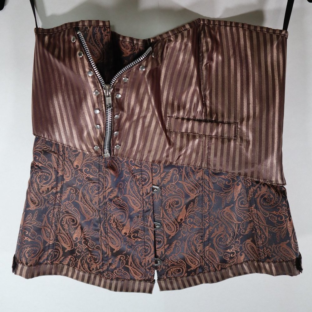 Brown Overbust Lace Up Corset - size XL